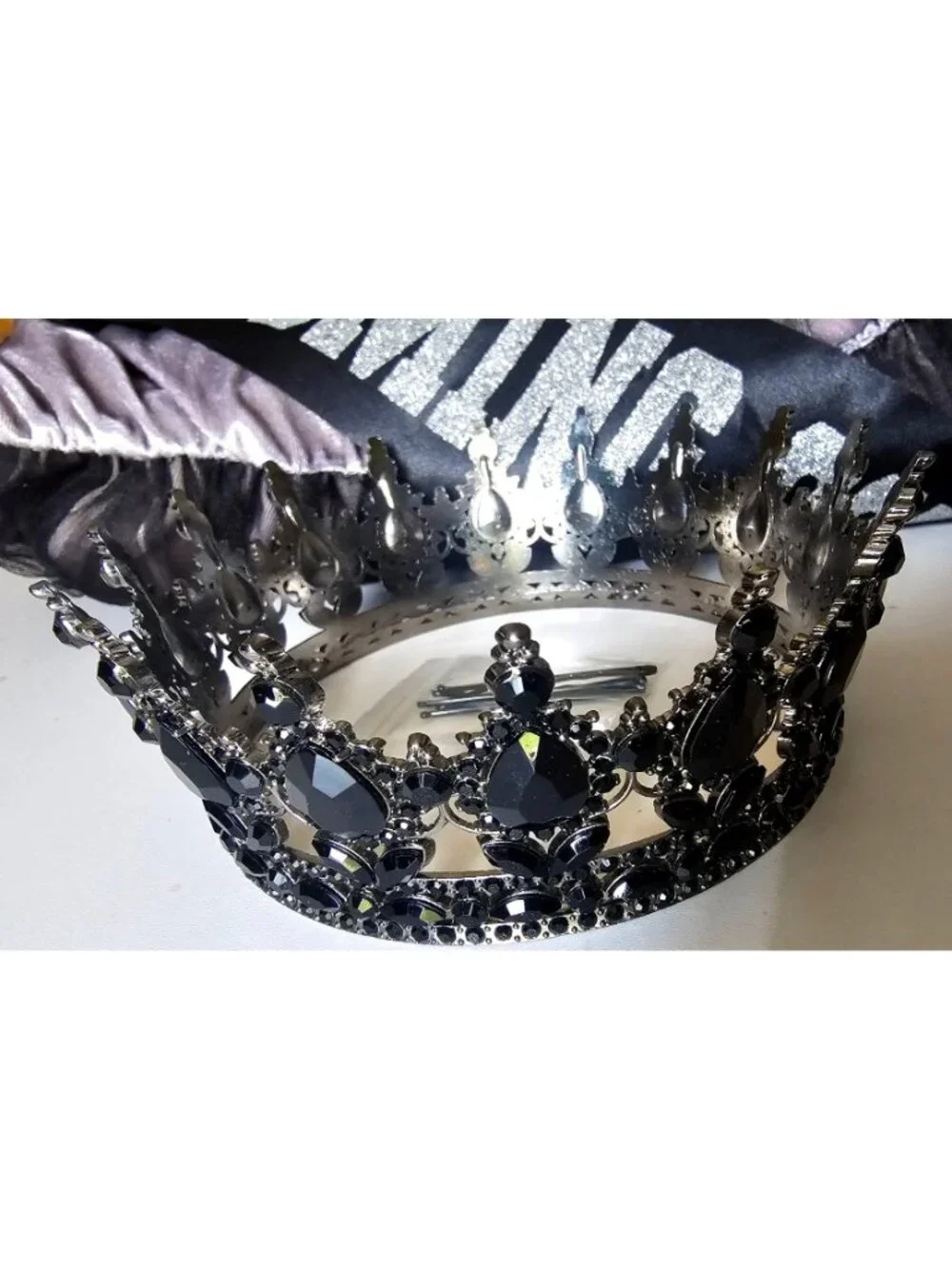 Zombie Prom Queen Corpse Costume Girls 8-10 Dress Tiara Crown Corsage Halloween - Picture 2 of 8